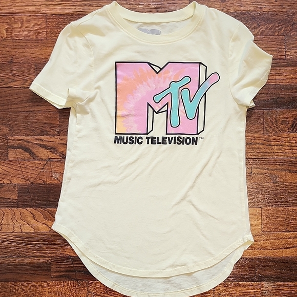 MTV Tops - MTV Tee in Yellow With Pink Tie Dye Graphic